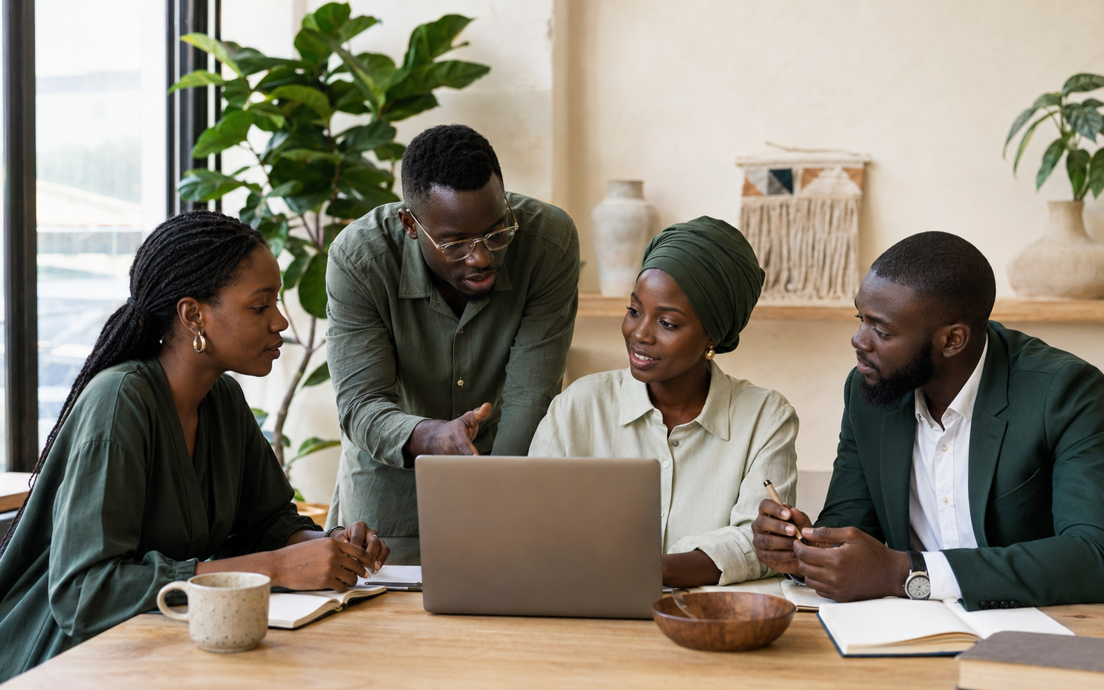 Une équipe de professionnels sénégalais travaillant sur une stratégie digitale
