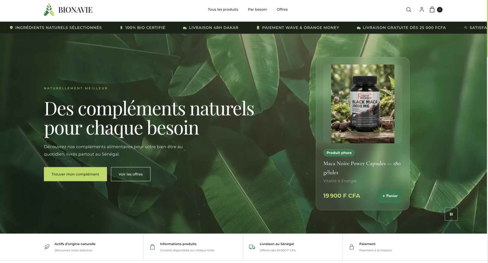 Capture du site Bionavie.sn